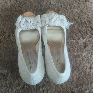 Christian Siriano White Lace Heels